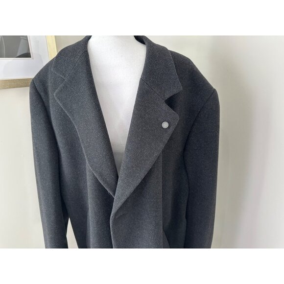 Andrew Fezza R-46 Black Wool & Cashmere Blend Mens Long Overcoat w/ Lapel Pin - Picture 4 of 16